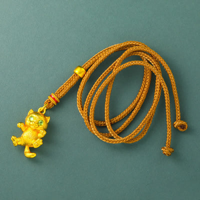 FREE Today: Grounding and Healing Gold Plated Brass Lucky Cat Pendant Necklace - image 1