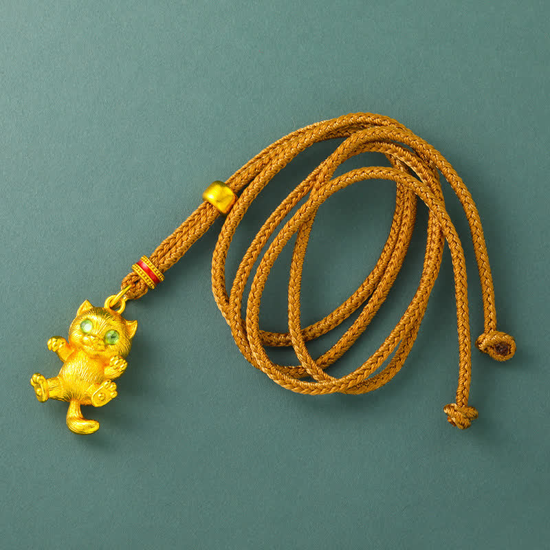 FREE Today: Grounding and Healing Gold Plated Brass Lucky Cat Pendant Necklace - image 1