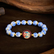 Foviel Blue and White Porcelain Fox Wisdom Beads Bracelet