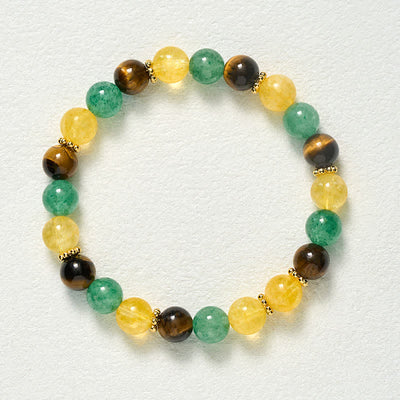 Buddha Stones Citrine Tiger Eye Green Strawberry Quartz Beads Happiness Bracelet - image 9