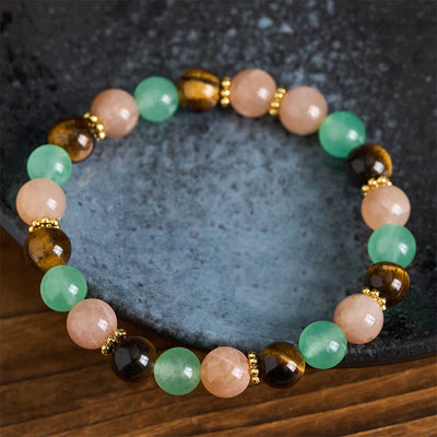 FREE Today: Positivity and Strength Green Aventurine Tiger Eye Sun Stone Beads Bracelet - image 2