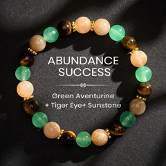 Buddha Stones Green Aventurine Tiger Eye Sun Stone Beads Luck Bracelet - 8mm - image 0