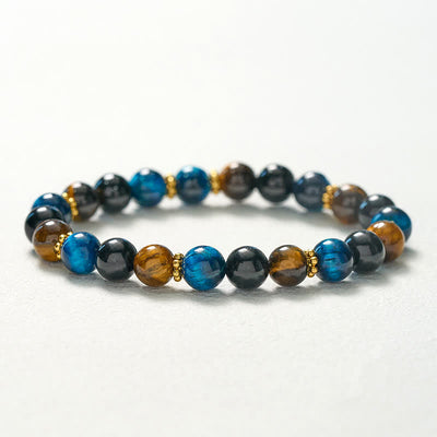 Buddha Stones Tiger Eye Blue Tiger's Eye Black Obsidian Beads Courage Bracelet - image 10