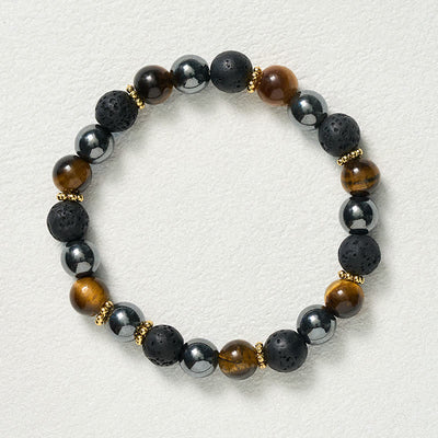 Buddha Stones Tiger Eye Lava Rock Hematite Beads Strength Bracelet - image 9