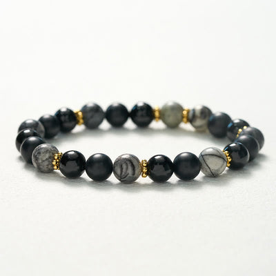 Buddha Stones Frosted Stone Black Obsidian Grey Jasper Beads Activate Bracelet - image 10