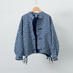 Buddha Stones Spring Casual Boho Drawstring Geometric Women's Jackets - Navy - US12, UK/AU16, EU44 (XL) - image 0
