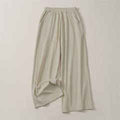 Buddha Stones Spring Summer Fall Casual Minimalist Solid Cropped Pants Women's Straight Leg Pants With Pocket - Linen - US12, UK/AU16, EU44 (3XL) - image 0