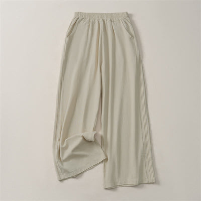 Buddha Stones Spring Summer Fall Casual Minimalist Solid Cropped Pants Women's Straight Leg Pants With Pocket - Linen - US12, UK/AU16, EU44 (3XL) - image 0