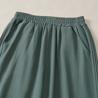 Buddha Stones Spring Summer Fall Casual Minimalist Solid Cropped Pants Women's Straight Leg Pants With Pocket - image 11