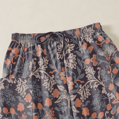 Buddha Stones Cotton Vintage Floral Paisley Pattern Women's Elastic Waist Harem Pants With Side Pockets - image 5