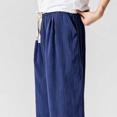 Buddha Stones Spring Summer Casual Drawstring Solid Cropped Pants Men's Harem Pants With Pockets - image 5