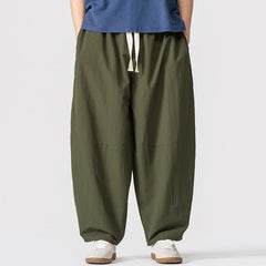 Buddha Stones Spring Fall Minimalist Basic Drawstring Solid Ankle Pants Men's Harem Pants With Pockets - OliveDrab - US/UK/AU46, EU56 (5XL) - image 0