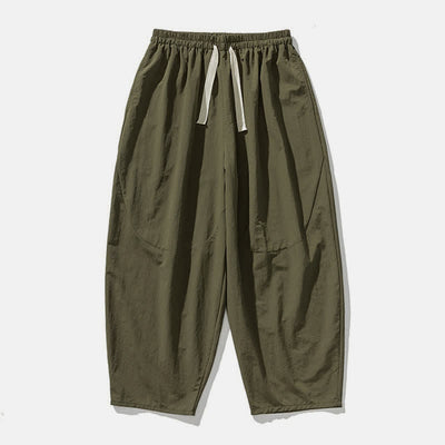Buddha Stones Spring Fall Minimalist Basic Drawstring Solid Ankle Pants Men's Harem Pants With Pockets - image 4