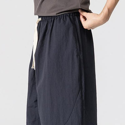 Buddha Stones Spring Fall Minimalist Basic Drawstring Solid Ankle Pants Men's Harem Pants With Pockets - image 17