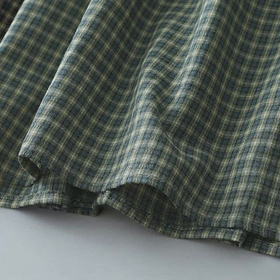 Buddha Stones Fall Casual Vintage Button-Up Plaid Women's Long Sleeve Dress - image 8