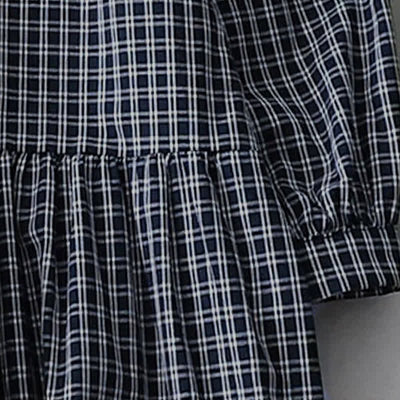 Buddha Stones Fall Casual Vintage Button-Up Plaid Women's Long Sleeve Dress - image 13
