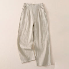 Buddha Stones Spring Fall Classic Simple Solid Cropped Pants Women's Straight Leg Pants With Pocket - Beige - US8-10, UK/AU12-14, EU40-42 (2XL) - image 0