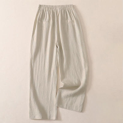 Buddha Stones Spring Fall Classic Simple Solid Cropped Pants Women's Straight Leg Pants With Pocket - image 1
