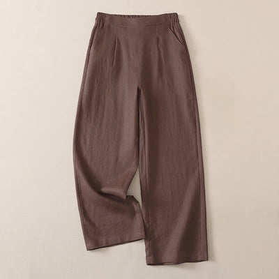 Buddha Stones Spring Fall Classic Simple Solid Cropped Pants Women's Straight Leg Pants With Pocket - SaddleBrown - US8-10, UK/AU12-14, EU40-42 (2XL) - image 10