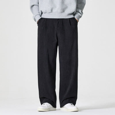 Buddha Stones Fall Winter Casual Solid Zipper Design Ankle Pants Men's Straight Leg Pants With Pocket - Black - US/UK/AU46, EU56 (5XL) - image 8