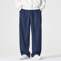 Buddha Stones Fall Winter Casual Solid Zipper Design Ankle Pants Men's Straight Leg Pants With Pocket - DarkBlue - US/UK/AU46, EU56 (5XL) - image 0