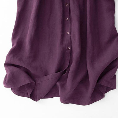 Buddha Stones Fall Casual Minimalist Button-Up Purple Women's Long Sleeve Dress With Pockets - image 5