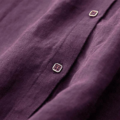 Buddha Stones Fall Casual Minimalist Button-Up Purple Women's Long Sleeve Dress With Pockets - image 6