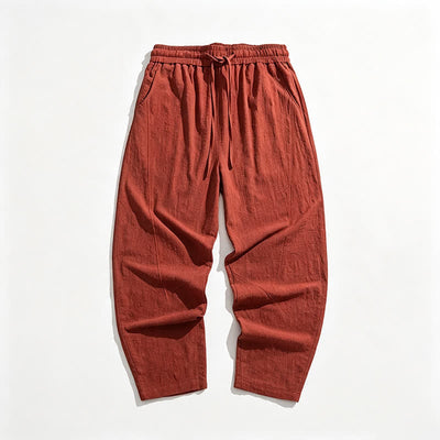 Buddha Stones Spring Fall Casual Minimalist Drawstring Solid Long Pants Men's Harem Pants With Pockets - image 10