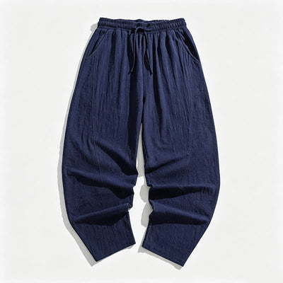 Buddha Stones Spring Fall Casual Minimalist Drawstring Solid Long Pants Men's Harem Pants With Pockets - image 1