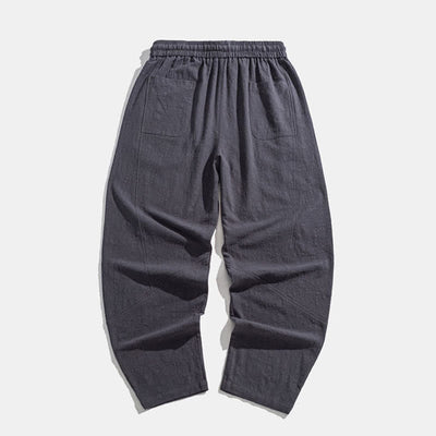 Buddha Stones Spring Fall Casual Minimalist Drawstring Solid Long Pants Men's Harem Pants With Pockets - image 5