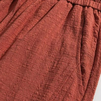 Buddha Stones Spring Fall Casual Minimalist Drawstring Solid Long Pants Men's Harem Pants With Pockets - image 14