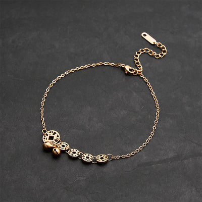 Buddha Stones Copper Coins Bell Charm Titanium Steel Strengthen Anklet - image 10