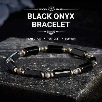 FREE Today: Protection and Support Black Onyx Copper Accent Bead Bracelet - Black Onyx (Wrist Circumference: 6.3–7.5 in/16–19 cm) - image 0