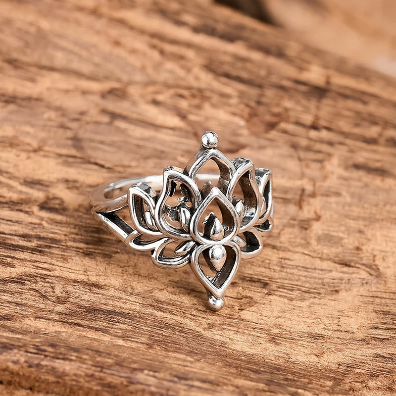 FREE Today: Purity and New Beginning Vintage Silver Tone Lotus Statement Ring - image 2