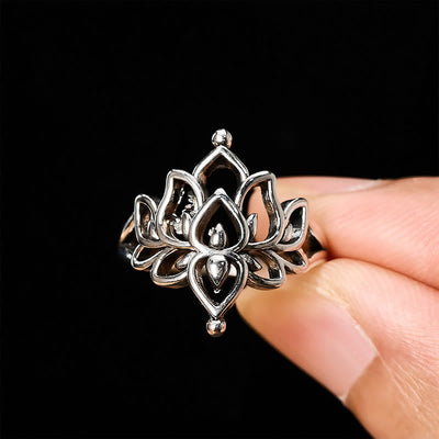 FREE Today: Purity and New Beginning Vintage Silver Tone Lotus Statement Ring - image 4