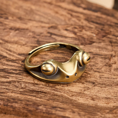FREE Today: Prosperity and Wealth Vintage Brass Feng Shui Frog Adjustable Ring - 16mm-US6 - image 0