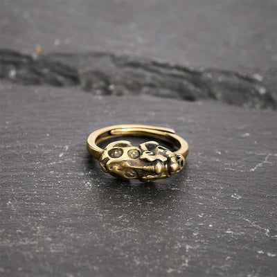 Buddha Stones Brass Pixiu Wealth Auspicioisness Adjustable Ring - image 3