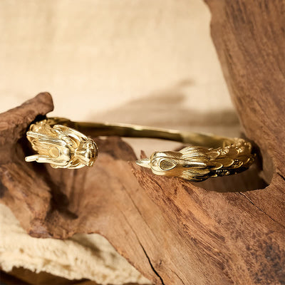 FREE Today: Success and Strength Antique Brass Dragon and Phoenix Open Cuff Bracelet - image 14