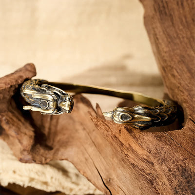 FREE Today: Success and Strength Antique Brass Dragon and Phoenix Open Cuff Bracelet - image 4