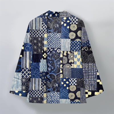 Buddha Stones Cotton Vintage Floral Patchwork Pattern Open Front Men's Kimono - image 2