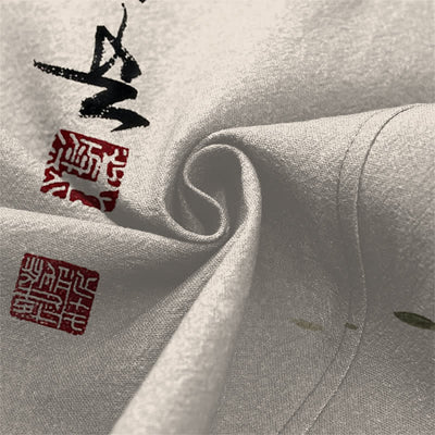 Buddha Stones Cotton Red Black Koi Lotus Pattern Open Front Men's Kimono - image 5