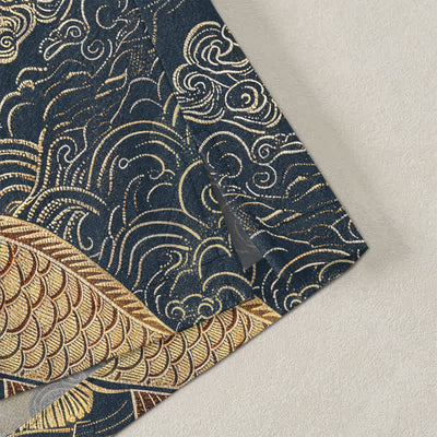 Buddha Stones Cotton Chinese Crane And Koi Fish Pattern Open Front Men's Kimono - image 4