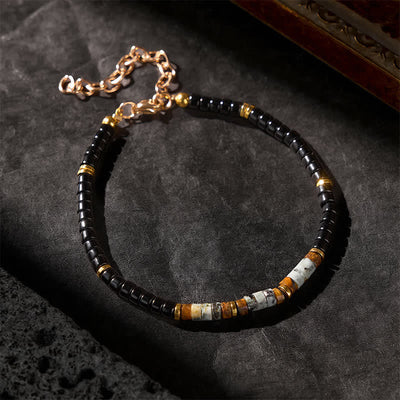 Buddha Stones Black Onyx and Turquoise Protection Round Bead Bracelet - image 2