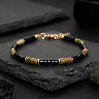 Buddha Stones Vintage Unakite Hematite Balance Copper Accent Bracelet - image 1