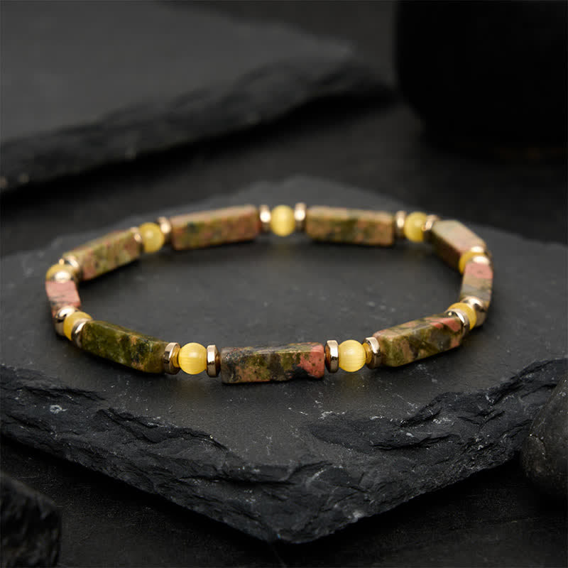 FREE Today: Grounding and Balance Unakite Rectangle Beaded Stretch Bracelet - image 1