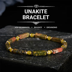 Buddha Stones Unakite Balance Rectangle Beaded Stretch Bracelet - Unakite (Wrist Circumference: 6.3–7.5 in/16–19 cm) - image 0