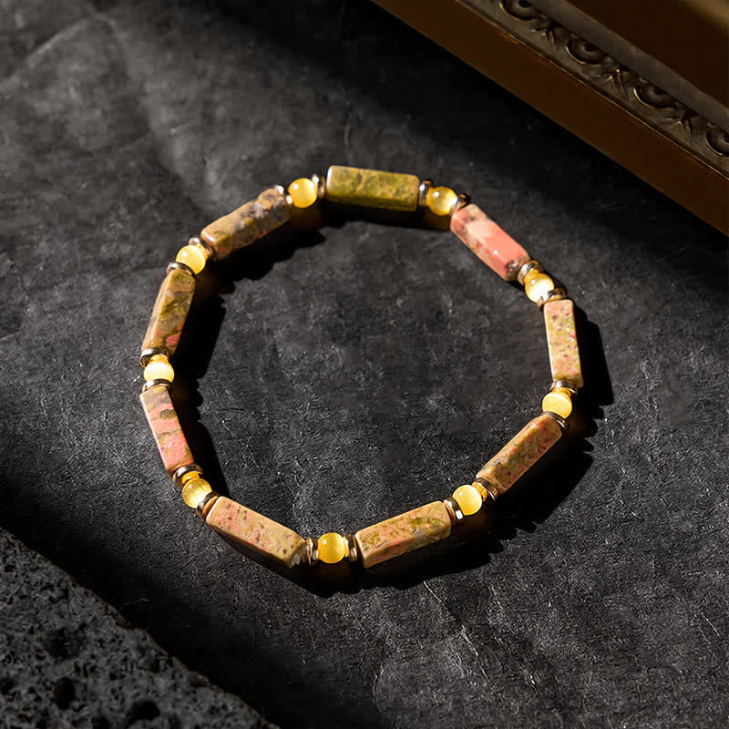 FREE Today: Grounding and Balance Unakite Rectangle Beaded Stretch Bracelet - image 2