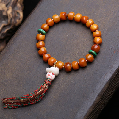Buddha Stones Bone Beads Lord of the Corpse Forest Strength and Protection Bracelet - Green Spacer Beads - 10×7mm - image 5