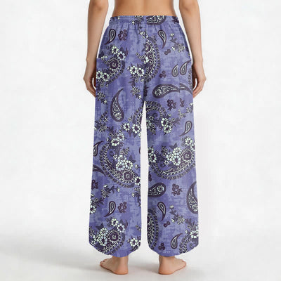 Buddha Stones Cotton Vintage Paisley Floral Pattern Women's Elastic Waist Harem Pants With Side Pockets - image 12