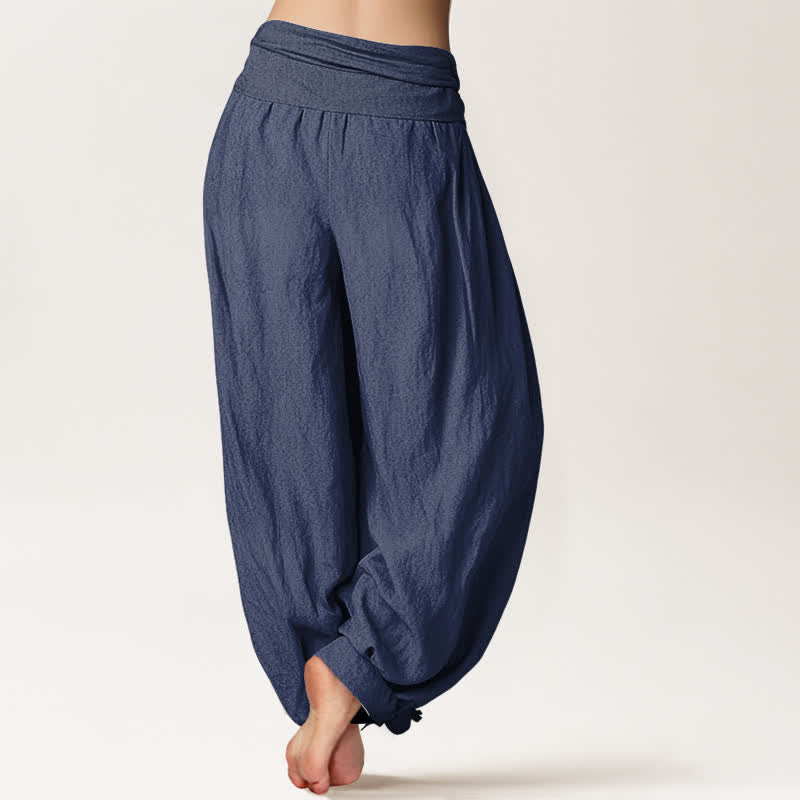 Buddha Stones Pure Cotton Butterfly Sun Lotus Moon Pattern Women's Elastic Waist Harem Pants - image 7